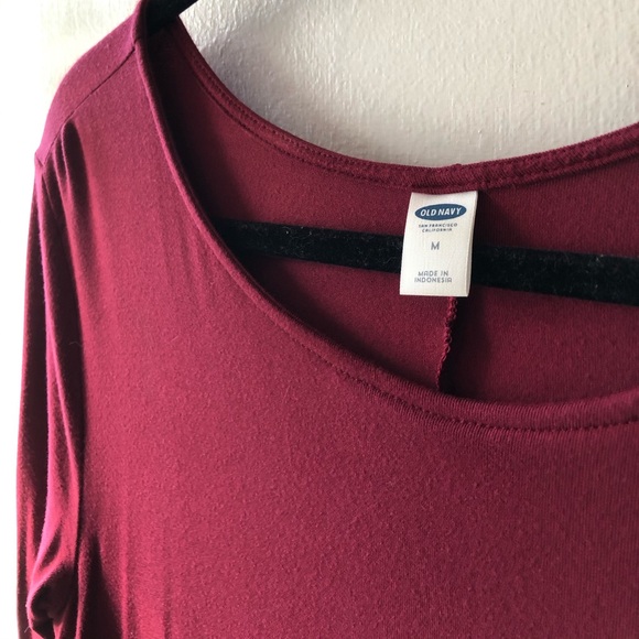 burgundy long sleeve tshirt dress - Picture 2 of 3